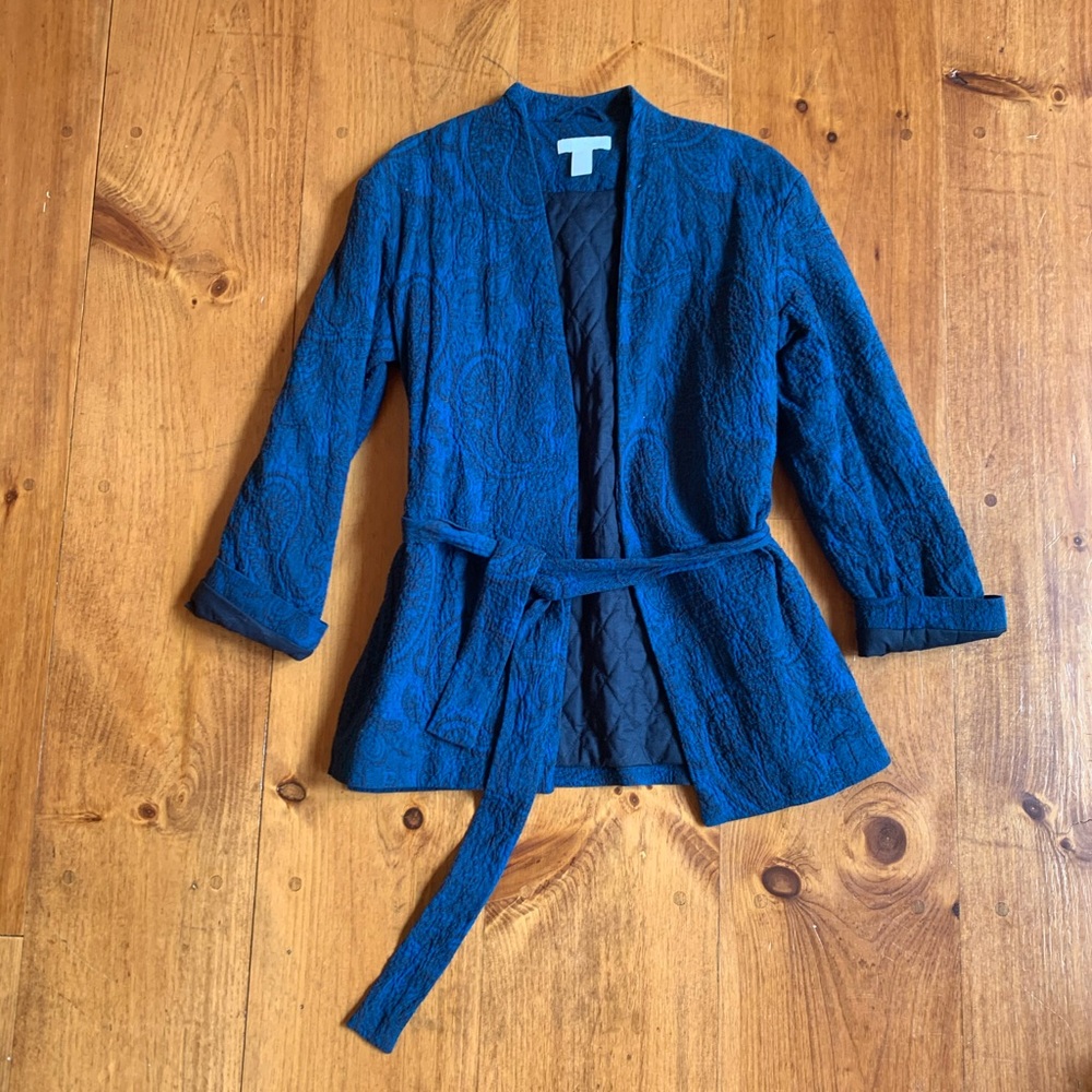 Robe style jacket - navy paisley